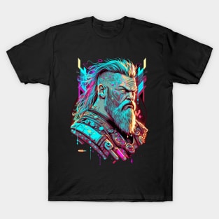 Neon Cyberpunk Viking - V1.07 T-Shirt